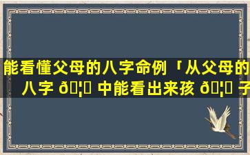 能看懂父母的八字命例「从父母的八字 🦅 中能看出来孩 🦊 子的命运吗」